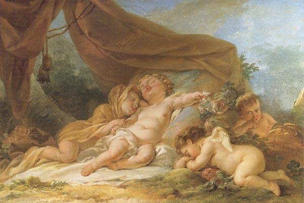 Nicolas-rene jollain Sleeping Cupid France oil painting art